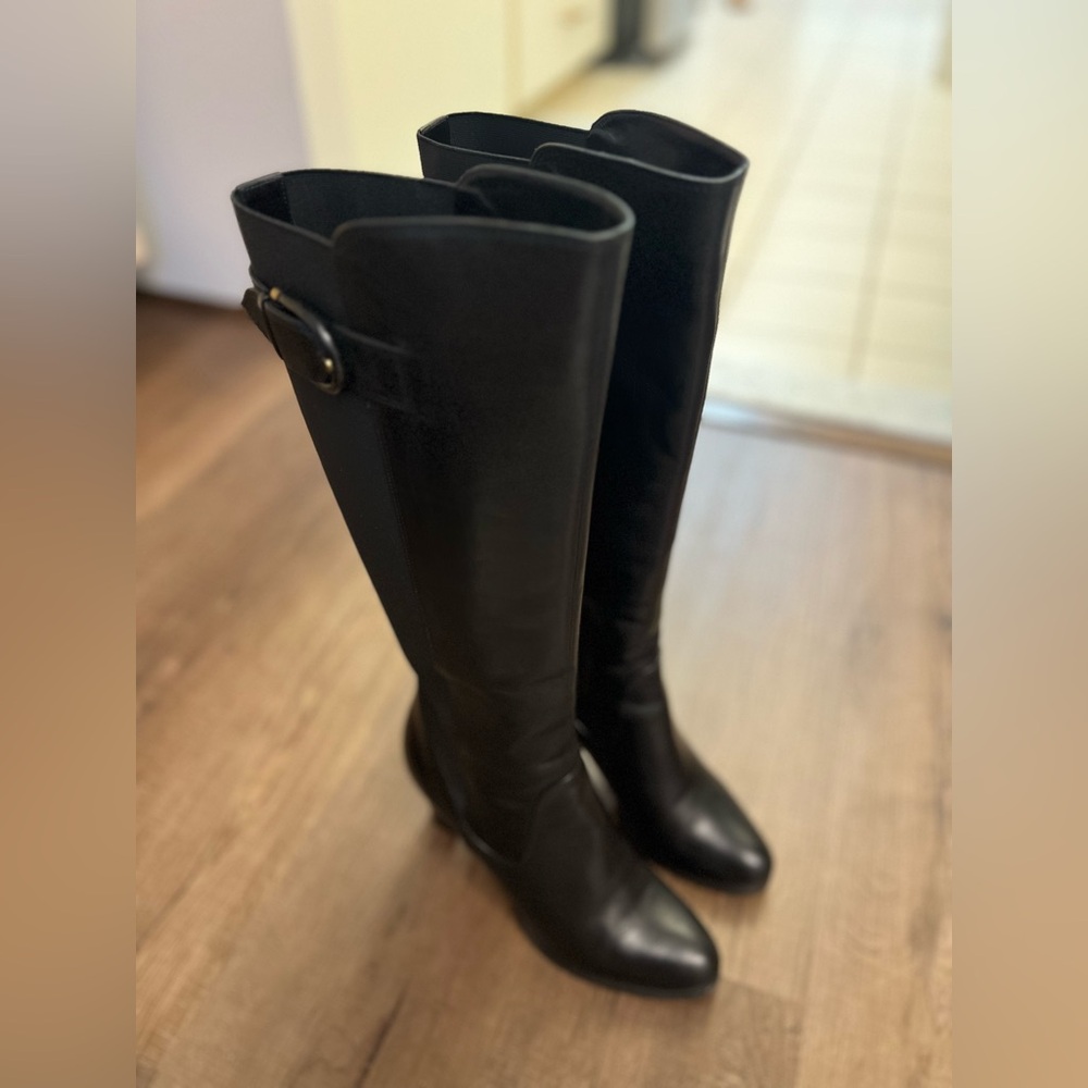 Emporio Armani Long Leather Boots, Black